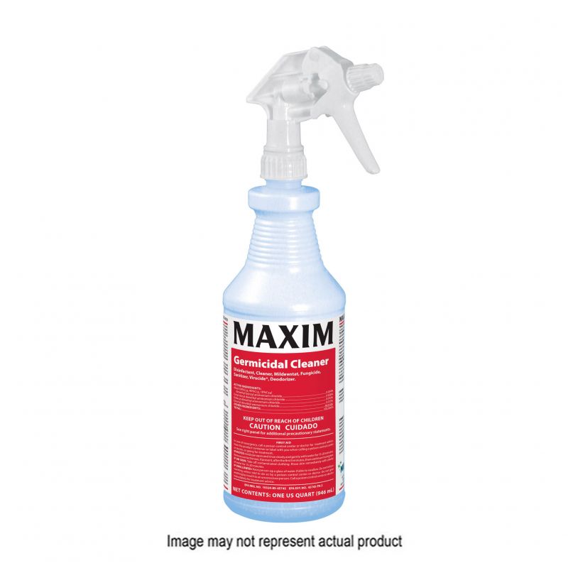 MAXIM 041000-41 Germicidal Cleaner, 1 gal, Liquid, Lemon, Yellow Yellow