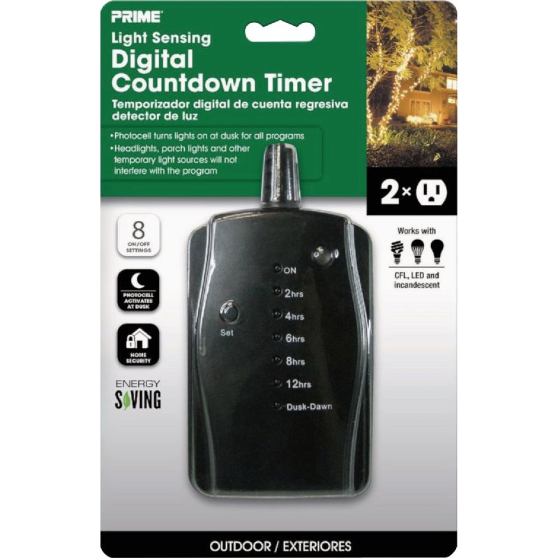 Prime Outdoor Countdown Timer Black, 15A