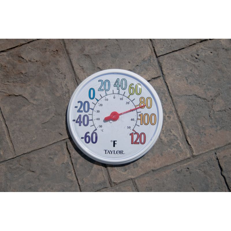 Taylor ColorTrack Dial Outdoor Wall Thermometer White, Multi-Colored Numbers