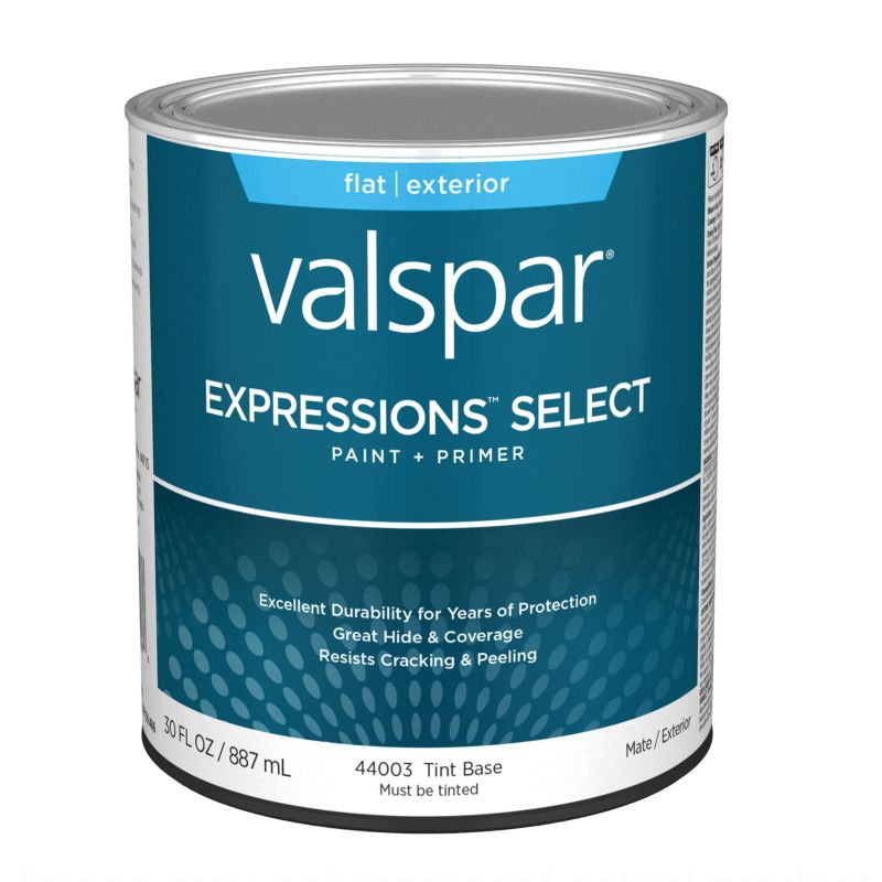 Valspar Expressions Select 4400 05 Latex Paint, Acrylic Base, Flat, Tint Base, 1 qt, Plastic Can Tint Base