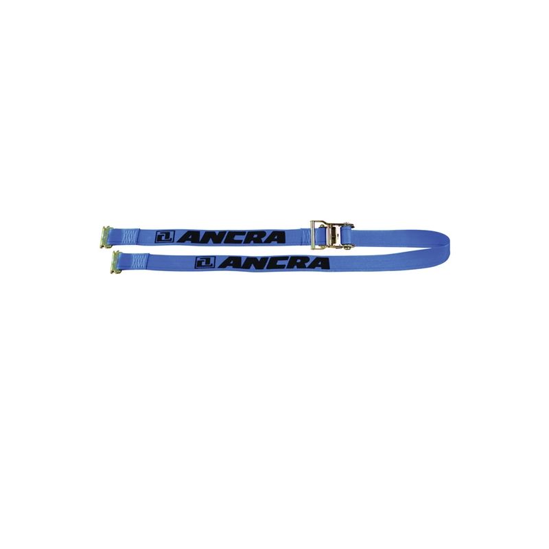 ANCRA 48672-15 Logistic Strap, 2 in W, 20 ft L, Polyester, Blue, 1000 lb Working Load, Spring Actuated End Blue