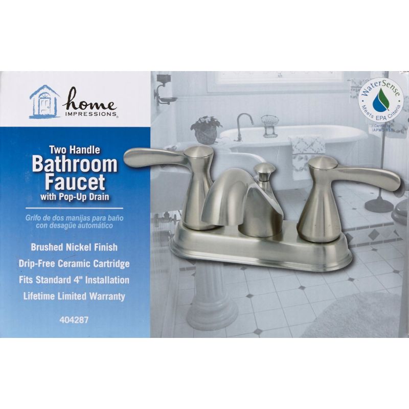 Home Impressions Traditional Style 2-Handle 4 In. Centers Bathroom Faucet with Pop-Up Transitional