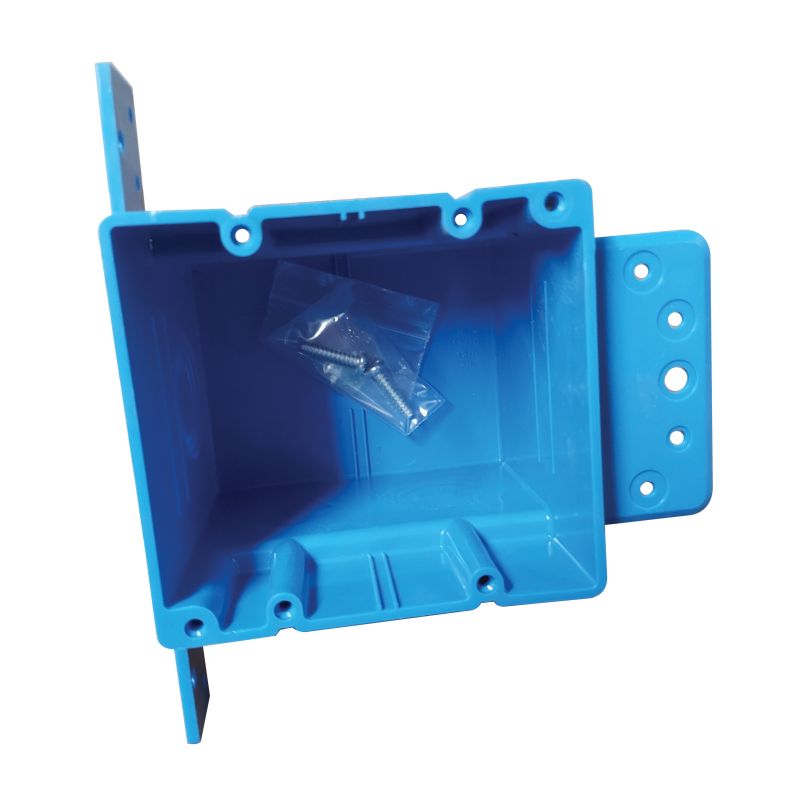 Carlon A238 Outlet Box, 2 -Gang, 5 -Knockout, PVC, Blue, Bracket Mounting Blue
