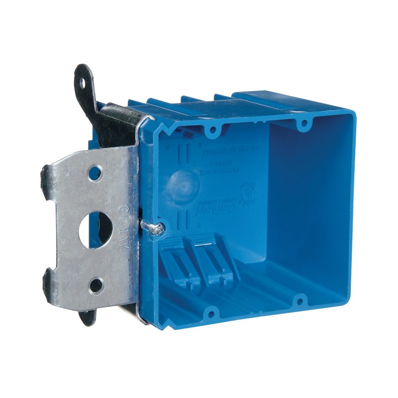 Carlon B234ADJ Outlet Box, 2 -Gang, PVC, Blue, Bracket Mounting Blue