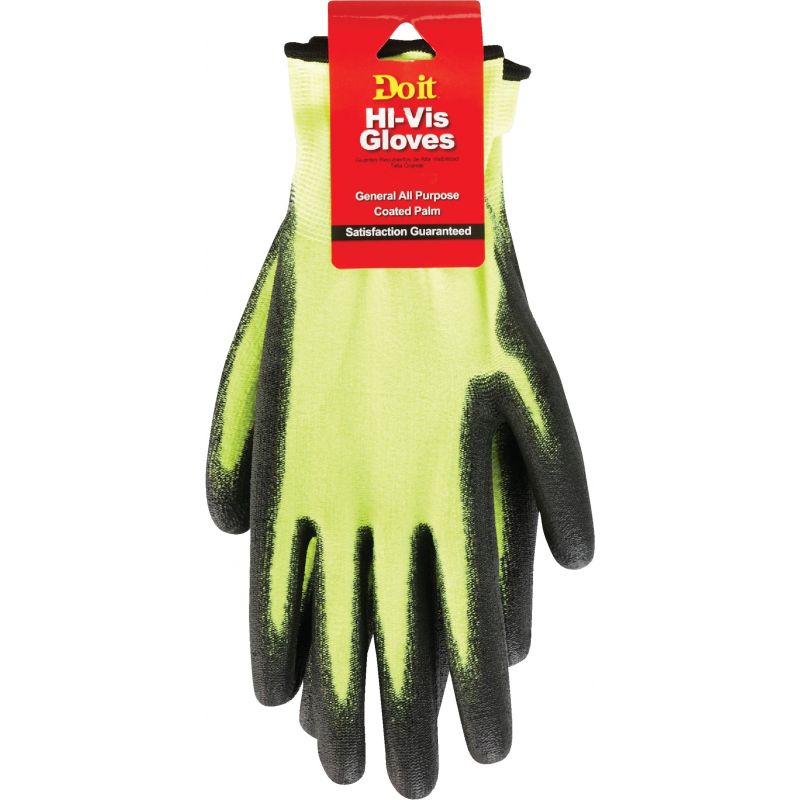 Do it High Visibility Polyurethane Coated Glove M, Black &amp; Yellow