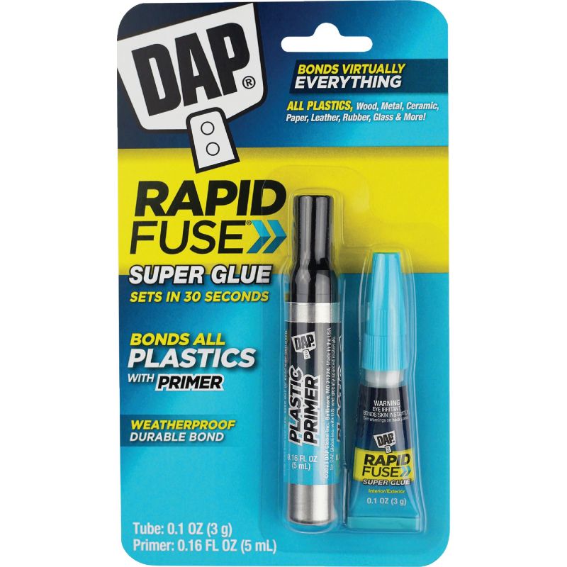 DAP RapidFuse Multi-Purpose Adhesive with Plastic Primer Clear, 0.16 Oz.
