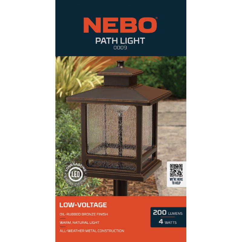Nebo LED Square Crackle Glass Landscape Path &amp; Stake Light Espressso