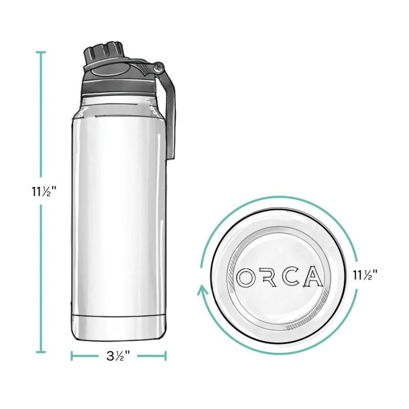 Orca Hydra Series ORCHYD34AZ/AZ/BK Bottle, 34 oz, 18/8 Stainless Steel/Copper, Azure, Powder-Coated 34 Oz, Azure