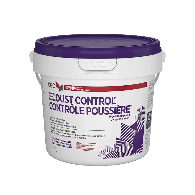 Synko Dust Control 330181 Drywall Compound, Paste, Off White, 1.8 L Off White