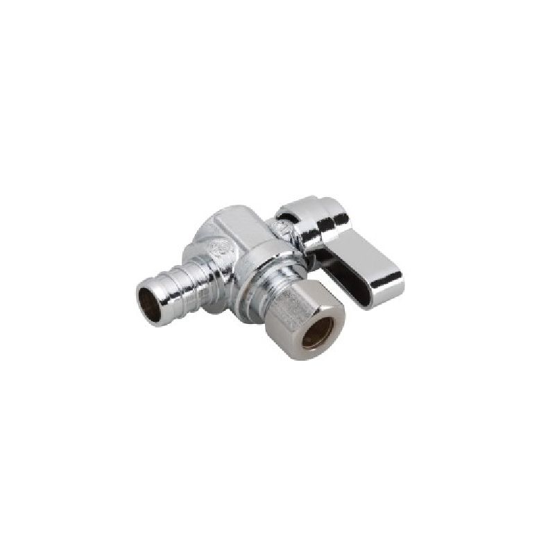 Moen M-Line Series M4740PB Angled Ball Shut-Off Valve, 3/8 x 1/2 in Connection, Compression x PEX, Brass Body