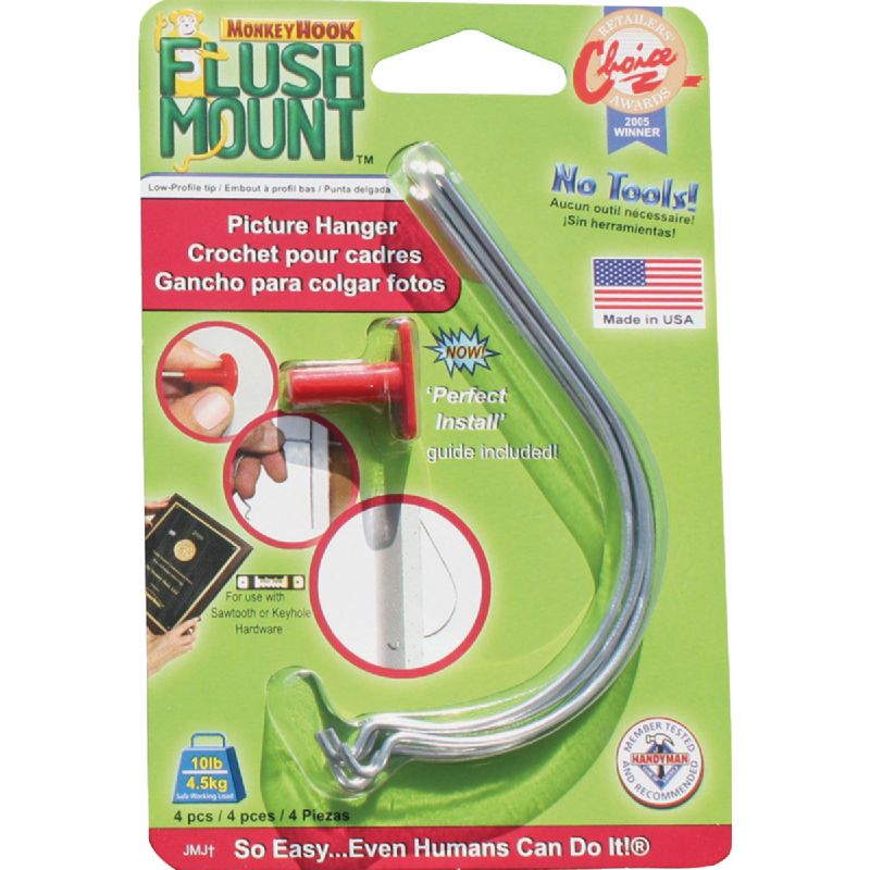 Monkey Hook Flush Mount Picture Hanger For Drywall &amp; Sheetrock