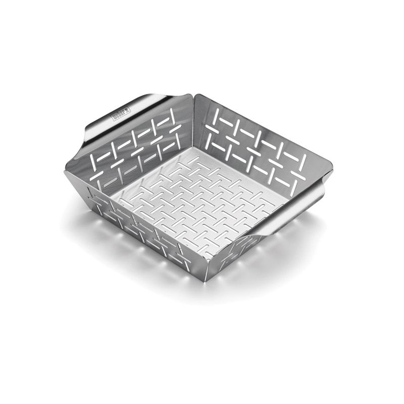 Weber 6481 Grilling Basket, Deluxe, Stainless Steel, Silver Silver