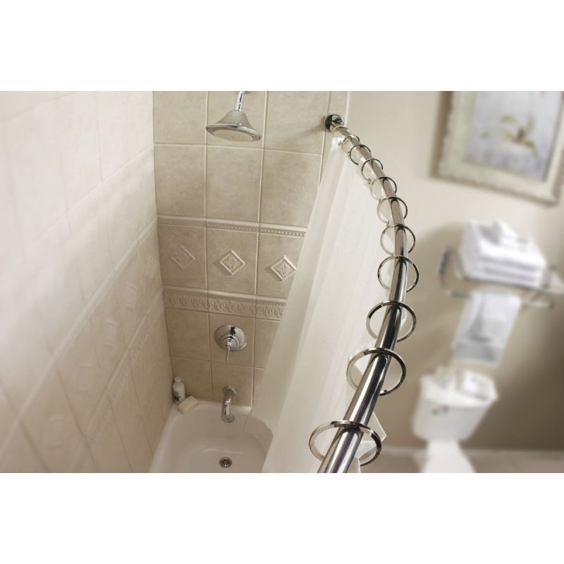Moen 54 In. To 72 In. Adjustable Curved Shower Rod with Mounting Plate