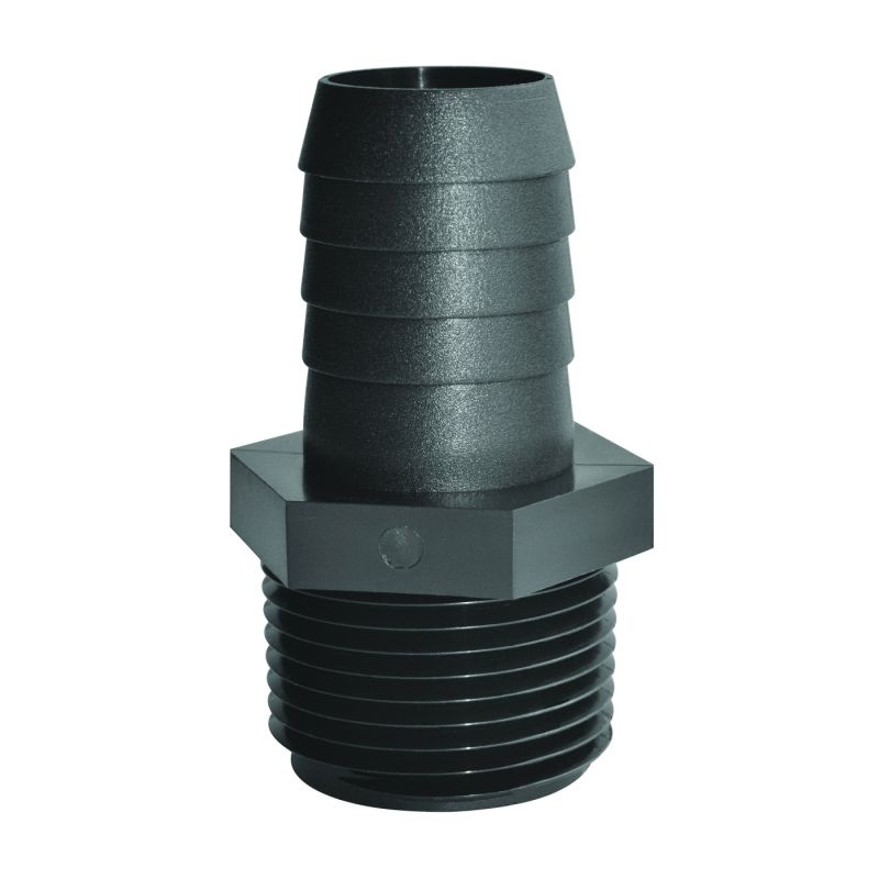 Green Leaf A3838P Pipe to Hose Adapter, Straight, Polypropylene, Black Black