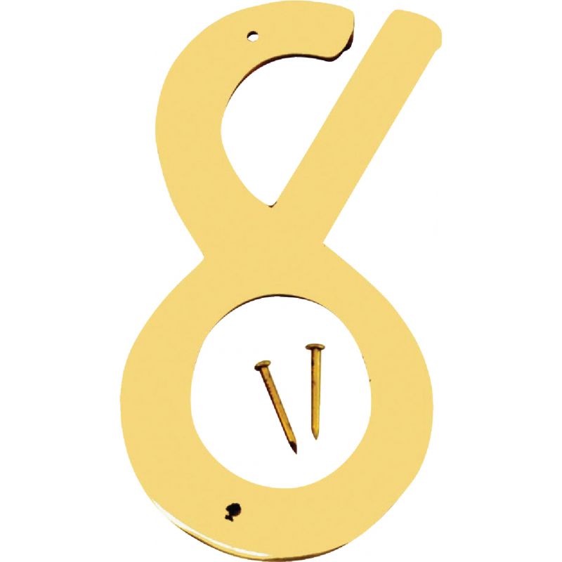 Hy-Ko 4 In. Solid Brass Decorative House Numbers Polished Brass, Decorative