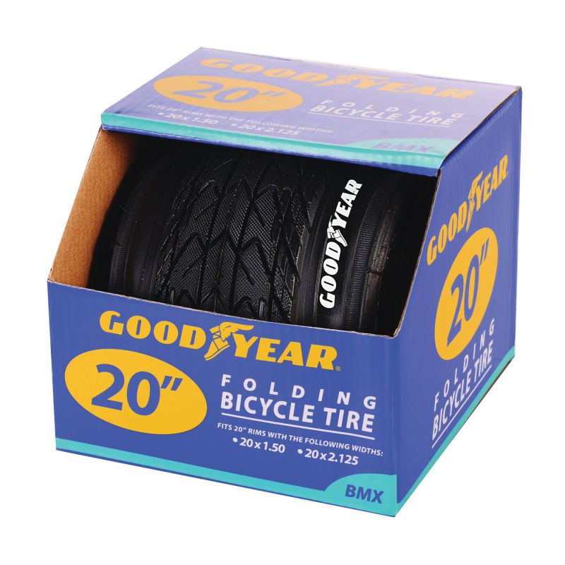 Kent 91055 BMX Tire, Folding, Black, For: 20 x 1-1/2 to 2-1/8 in Rim Black