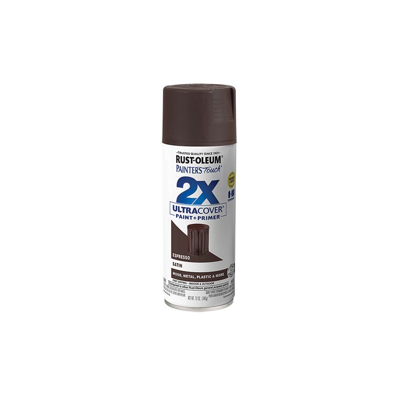 Painter&#039;s Touch 2X Ultra Cover 334066 Spray Paint, Satin, Espresso, 12 oz, Aerosol Can Espresso