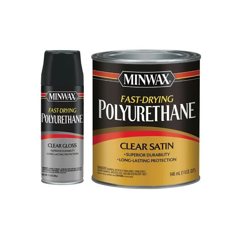 Minwax 33050 Fast-Drying Polyurethane, Gloss, Liquid, Clear, 326 g, Aerosol Can Clear