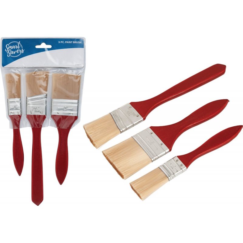 Smart Savers 3-Piece Polyester Assorted Paint Brush Set (Pack of 12)