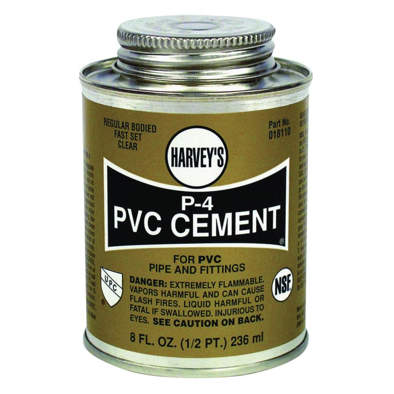 Harvey 18110-24 Solvent Cement, 8 oz Can, Liquid, Clear Clear