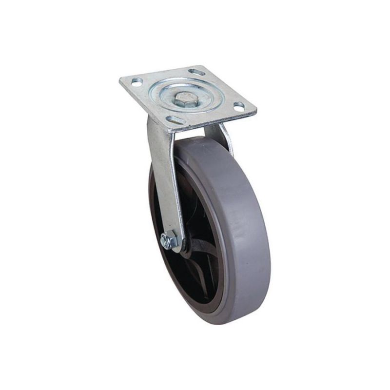 Shepherd Hardware 3186 Swivel Caster, 8 in Dia Wheel, Thermoplastic Rubber Wheel, Black/Gray, 700 lb Black/Gray