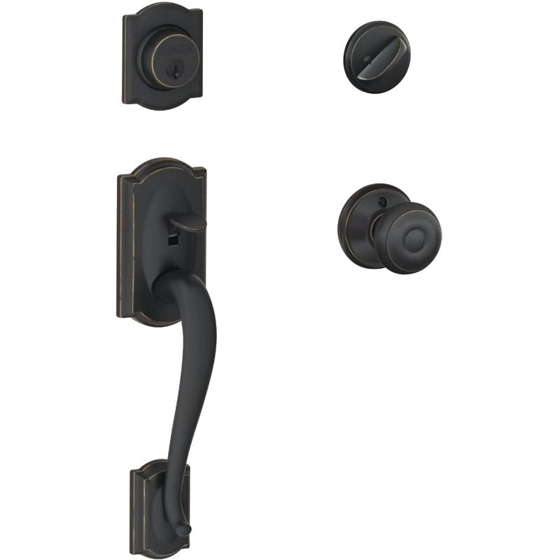 Schlage Camelot Single Cylinder Deadbolt with Handleset with Georgian Knob Camelot