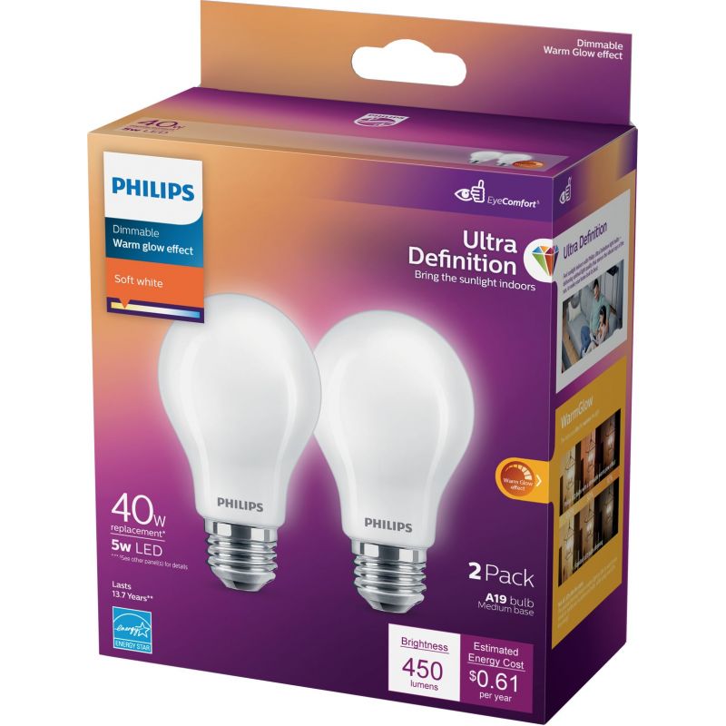 Philips Ultra Definition Warm Glow LED A19 Light Bulb