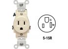 Leviton Commercial Grade Shallow Single Outlet Ivory, 15