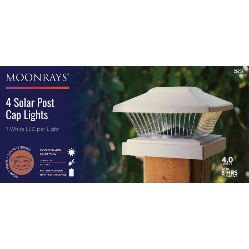 Moonrays 4-Pack LED Solar Post Cap White