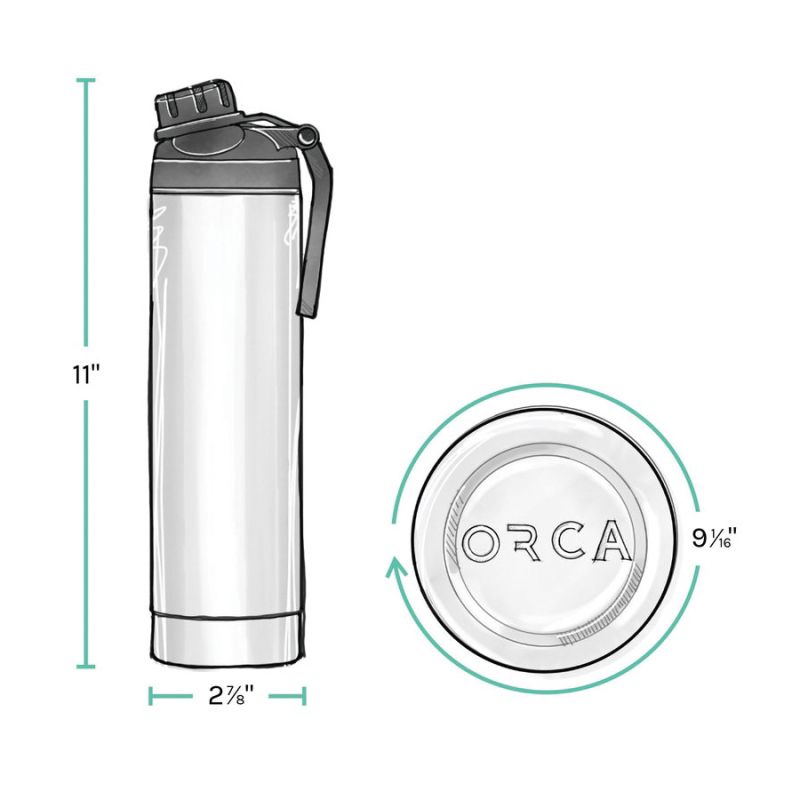Orca Hydra Series ORCHYD22PE/WH/GY Bottle, 22 oz, 18/8 Stainless Steel/Copper, Pearl/White, Powder-Coated 22 Oz, Pearl/White