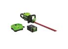 Greenworks 2203902 Hedge Trimmer, Battery Included, 2 Ah, 80 V, 3/4 in Cutting Capacity, 26 in Blade, Rear Handle