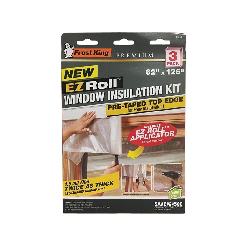 Frost King EZ833 Window Insulation Kit, 42 in W, 1.5 mm Thick, 62 in L, Plastic, Clear Clear
