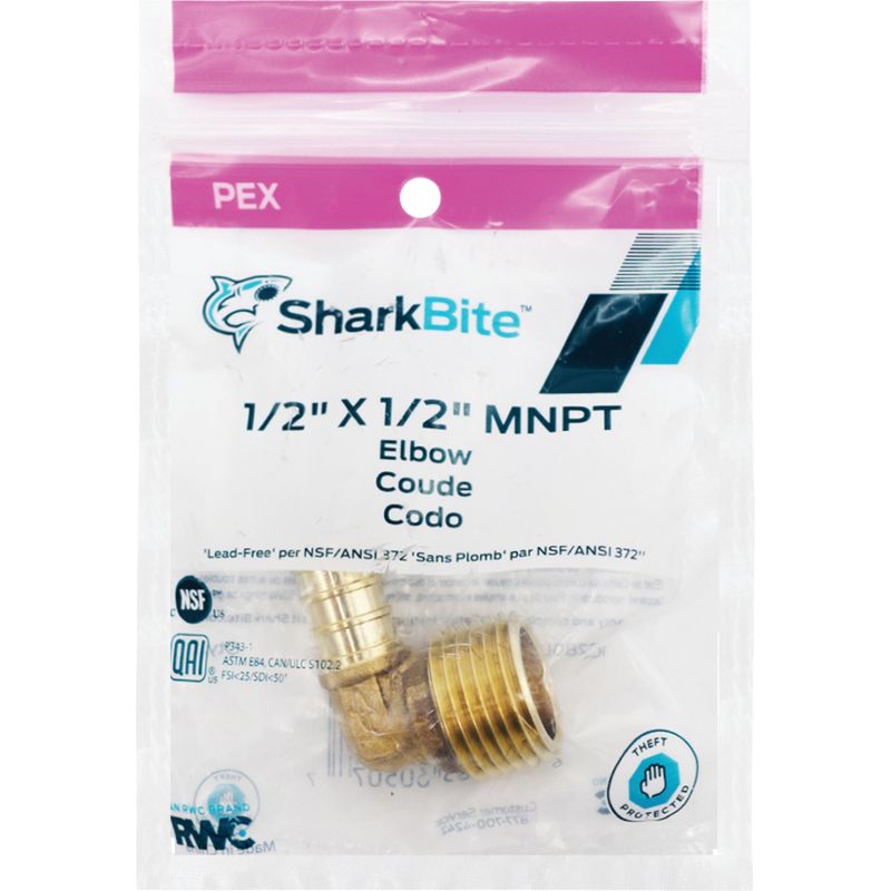 ShartBite Brass MNPT PEX Elbow 1/2 In.
