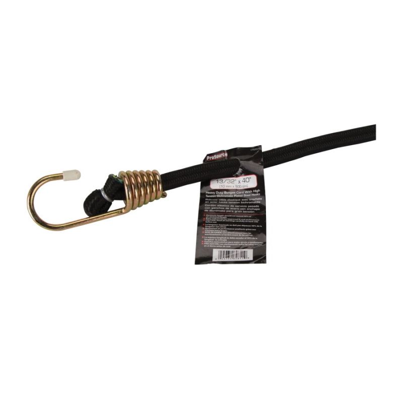 ProSource FH64084-1 Stretch Cord, 10 mm Dia, 40 in L, Polypropylene, Black, Hook End Black (Pack of 6)
