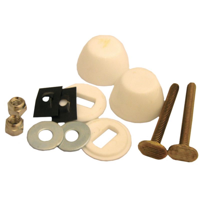 Lasco Code Approved Brass Toilet Bolt Set With Round Bolt Caps 1/4 In. X 2-1/4 In.