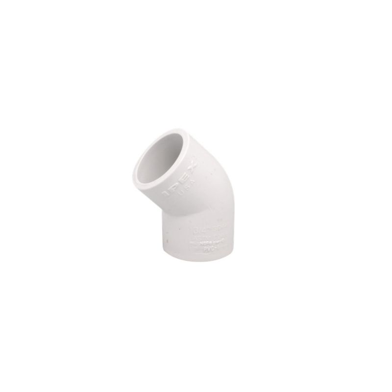 IPEX 435482 Pipe Elbow, 3/4 in, Socket, 45 deg Angle, PVC, SCH 40 Schedule