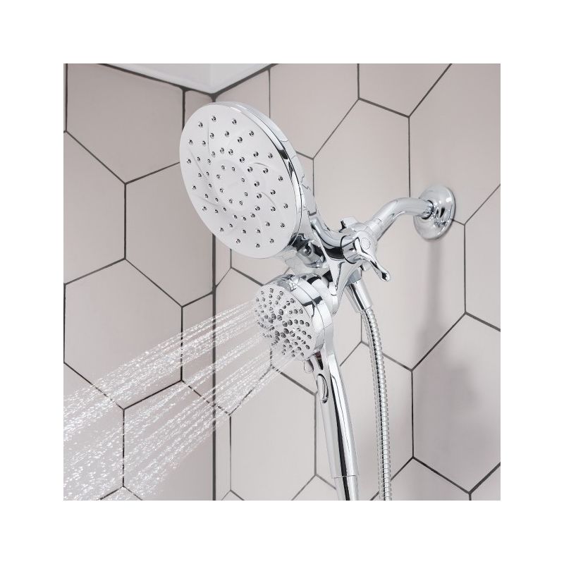 Moen 26009 Hand Shower and Rain Shower Combo, 1/2 in Connection, IPS, 2.5 gpm, 6-Spray Function, Chrome, 6-1/2 in Dia