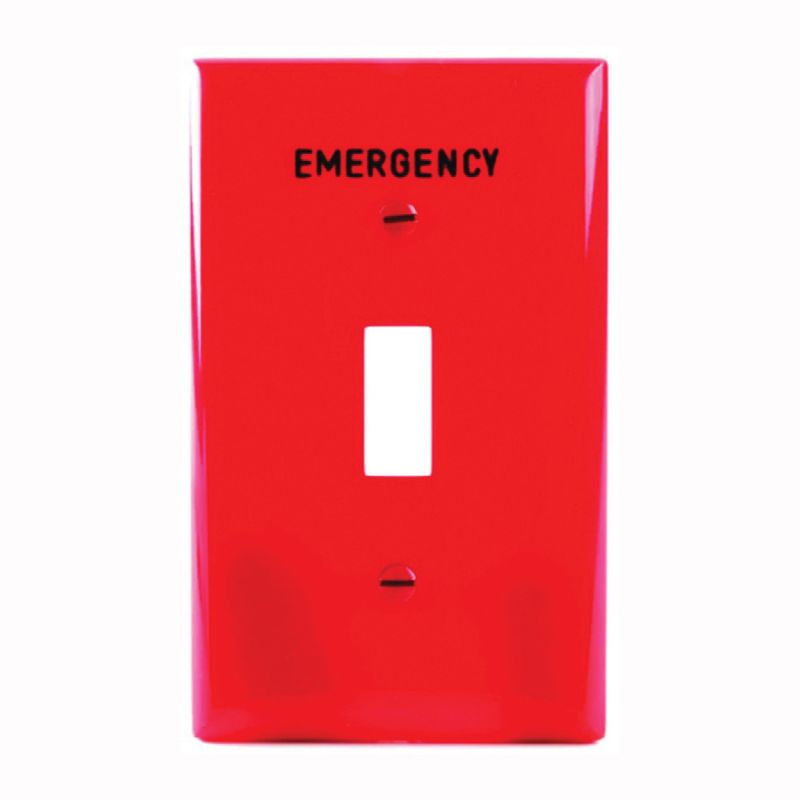 Eaton Wiring Devices PJ1EMRD Wallplate, 3.14 in L, 4.89 in W, 1 -Gang, Polycarbonate, Red, High-Gloss Red