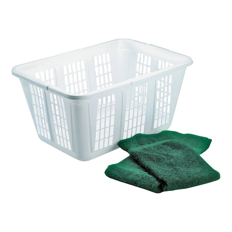 Rubbermaid FG296585WHT Laundry Basket, 1.6 bu Capacity, Plastic, White, 1-Compartment 1.6 Bu, White