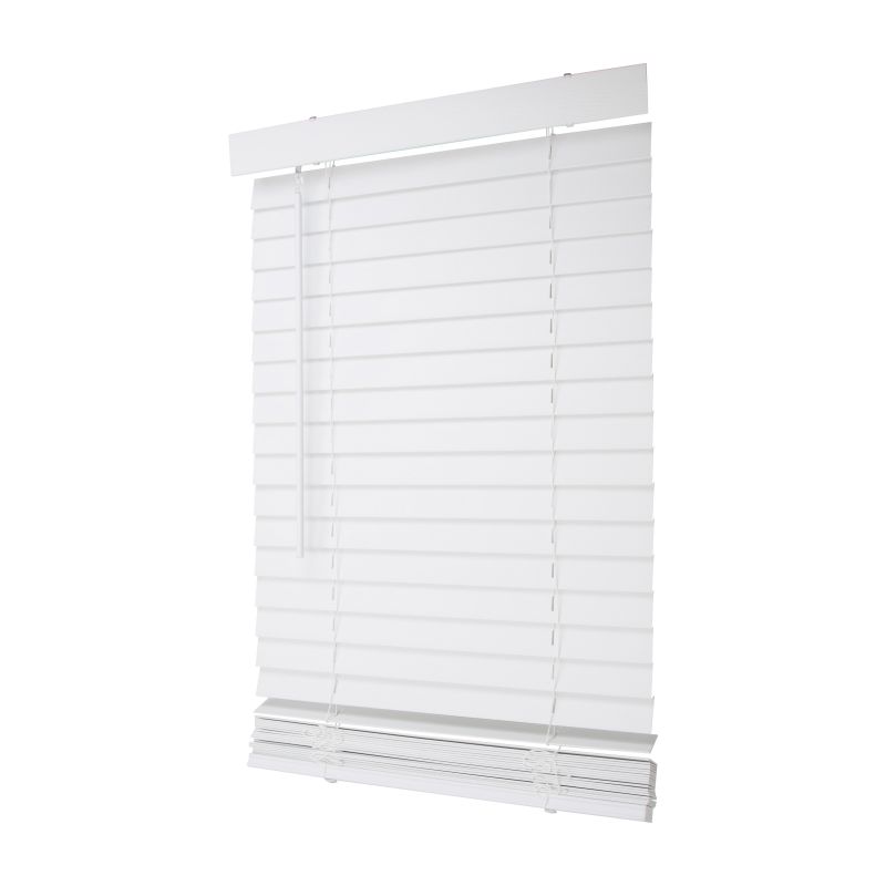 Simple Spaces FWMB-25 Blind, 72 in L, 23 in W, Faux Wood, White White (Pack of 2)