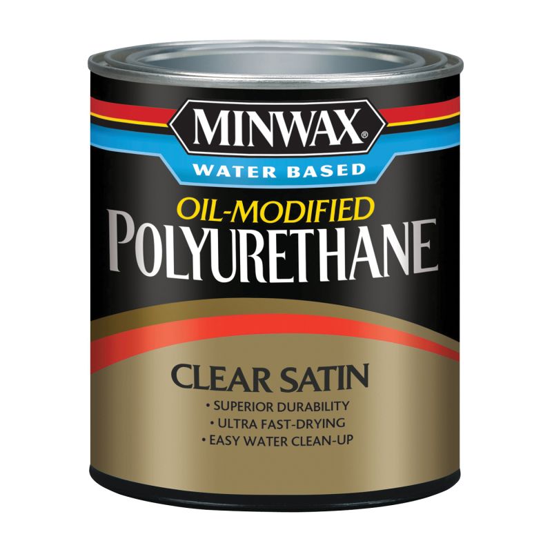 Minwax 630250444 Polyurethane, Liquid, Clear, 1 qt, Can Clear