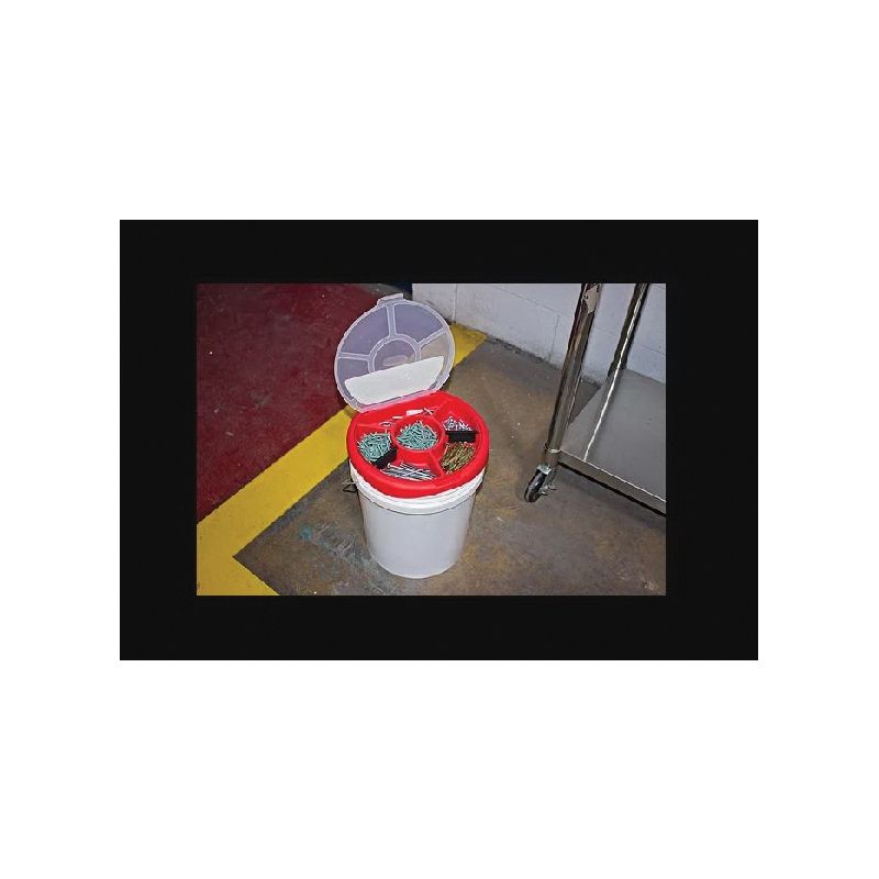 Bucket Boss 10010 Bucket Seat, Plastic, Red, 12-1/4 in Dia x 1-1/2 in H Outside, 6-Compartment Red