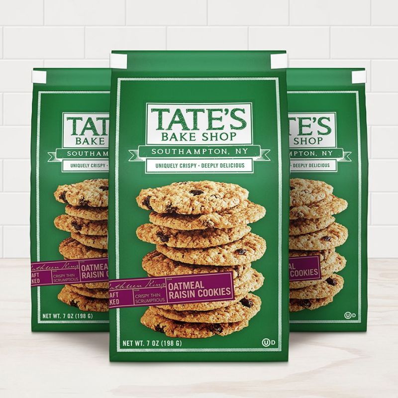 Tate&#039;s Bake Shop 1001026 Cookies, Oatmeal Raisin, 7 oz, Bag
