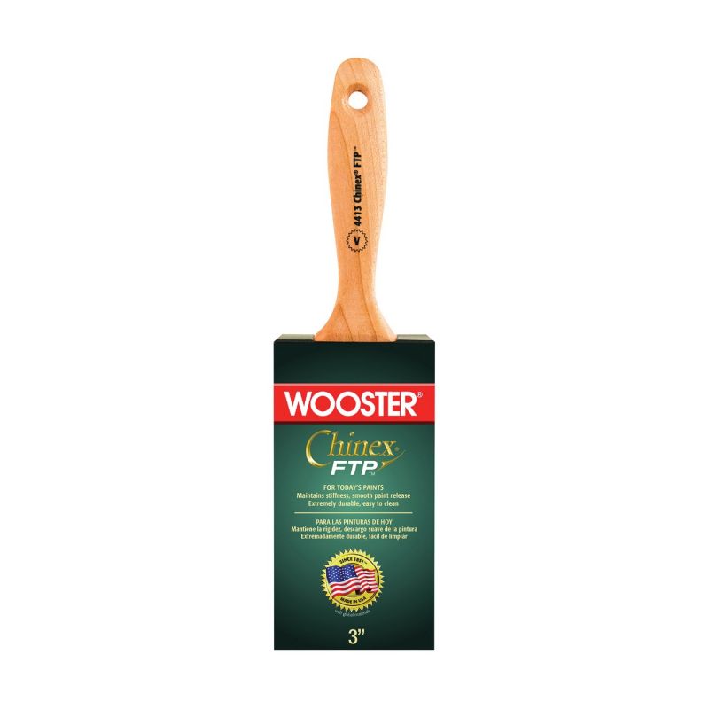 Wooster 4413-3 Paint Brush, 3 in W, 3-3/16 in L Bristle, Synthetic Fabric Bristle, Varnish Handle White