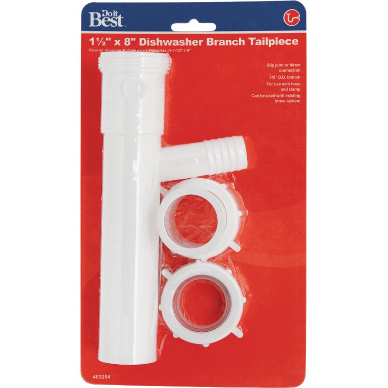 Do it Universal Slip-Joint or Direct Connect Plastic Dishwasher Branch Tailpiece 1-1/2 In. X 8 In.