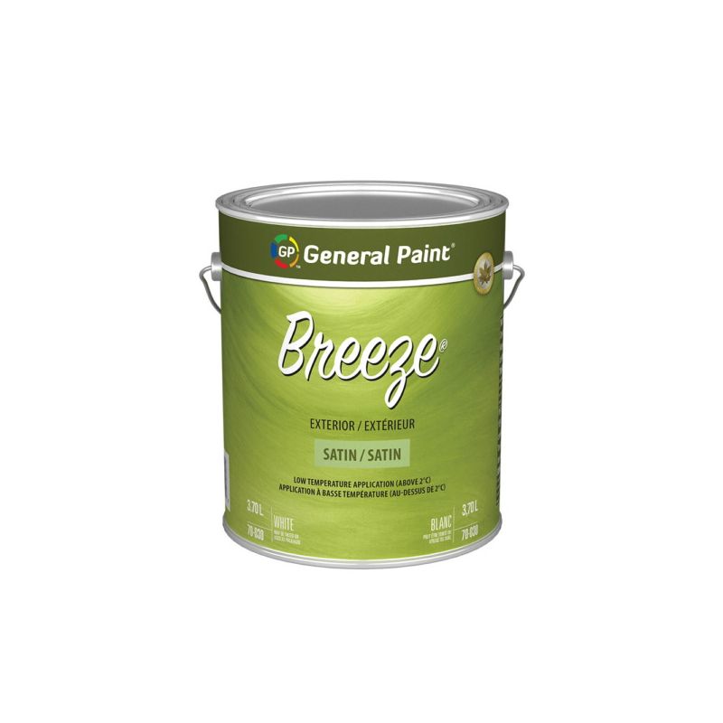 General Paint Breeze GE0070030-16 Exterior Paint, Satin, White, 1 gal Pail White