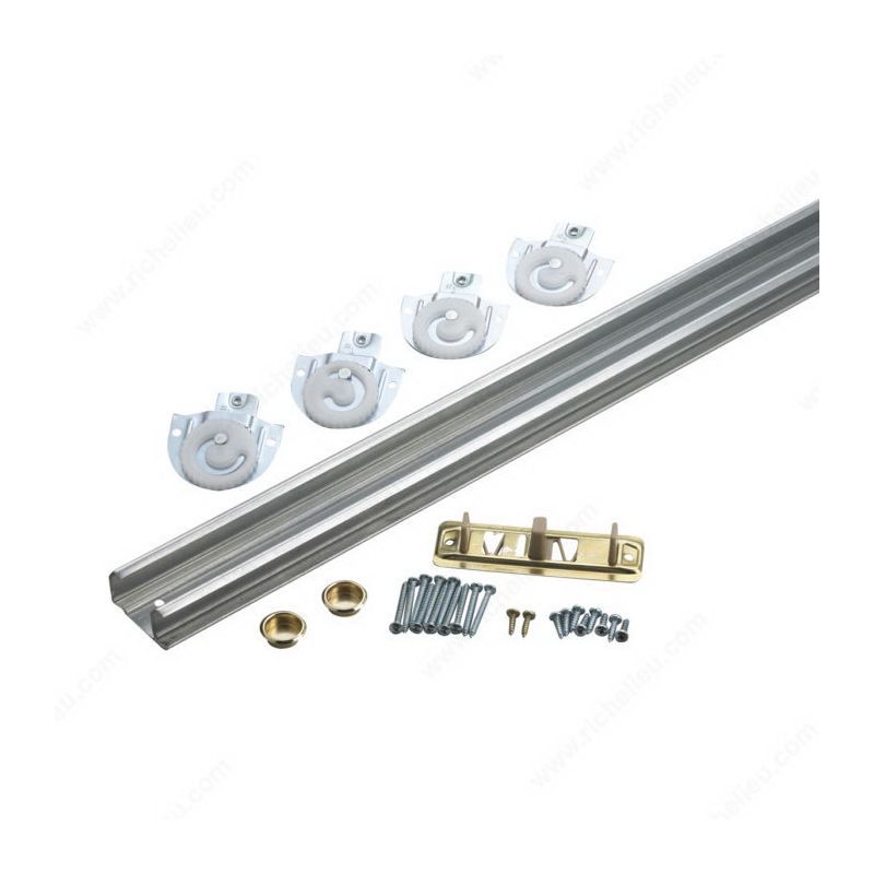 Onward 14660BC By-Pass Door Hardware Kit, 60 in L Track, Steel, Zinc, Ceiling Mounting