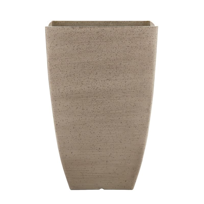 Southern Patio HDR-091646 Newland Planter, 15-1/2 in H, Square, Plastic/Resin, White, Stone Aesthetic White