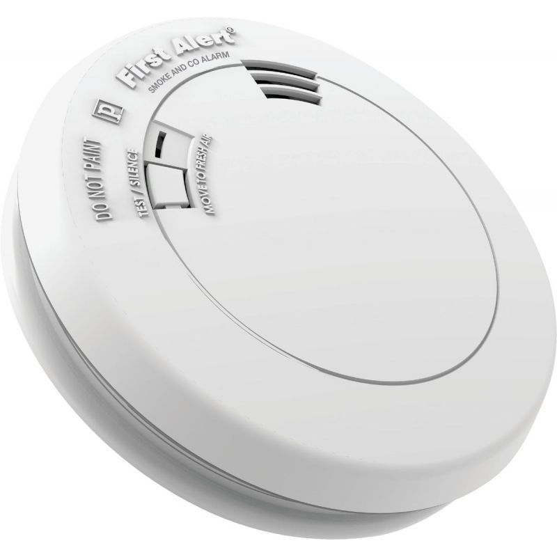 First Alert 10-Year Battery Slim Round Carbon Monoxide/Smoke Alarm With Voice Alert White