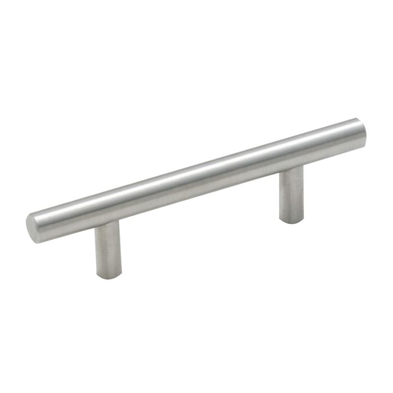Amerock Bar Pulls Series 5PK19010CSG9 Cabinet Pull, 5-3/8 in L Handle, Carbon Steel, Sterling Nickel Contemporary